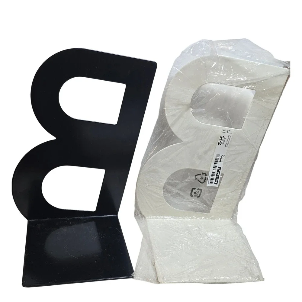IKEA BILLY Bookends Set of 2 Black and White Letter B Metal 101.984.25 Vintage